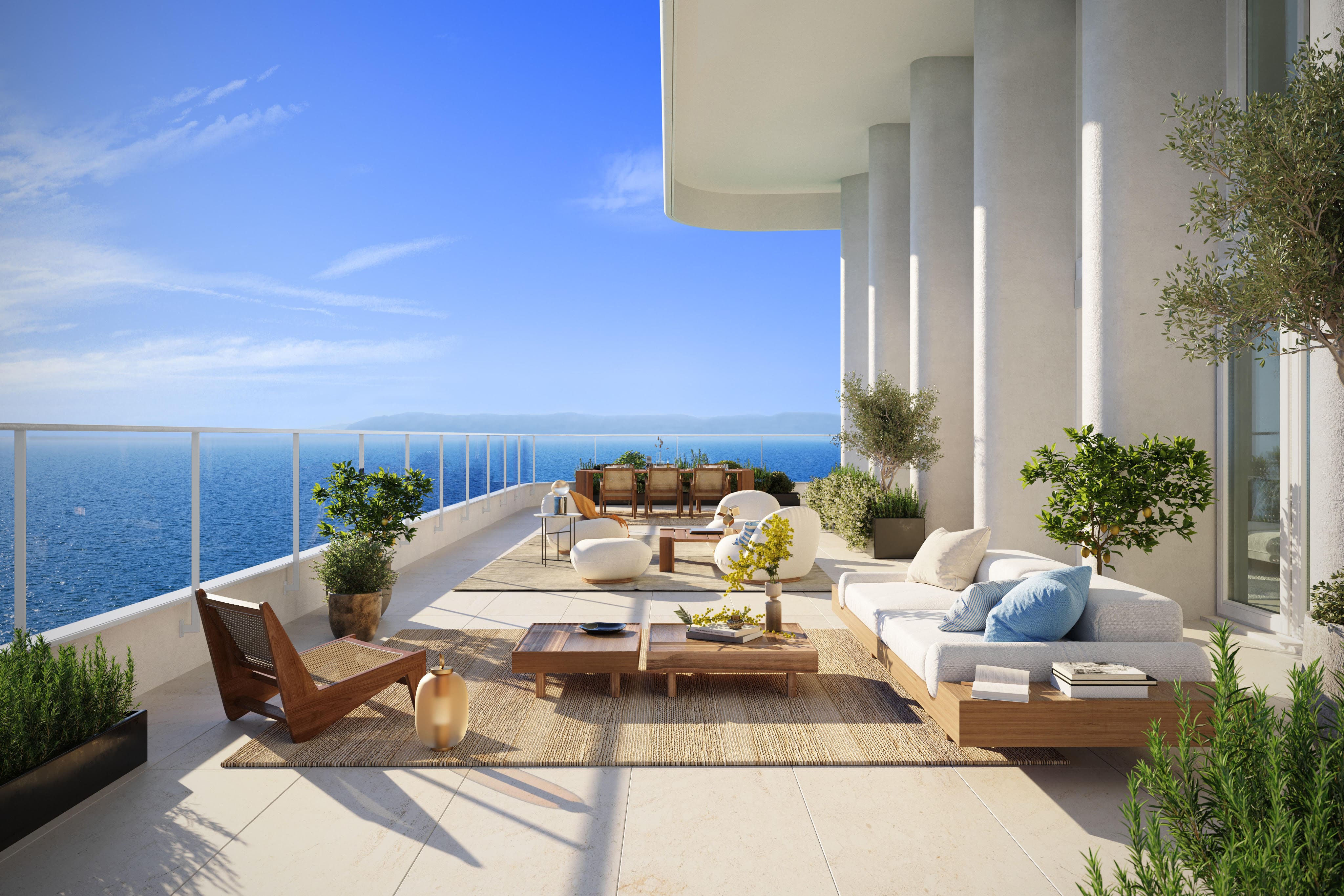 Terrasse d'un appartement M99 avec vue sur la mer à Marseille